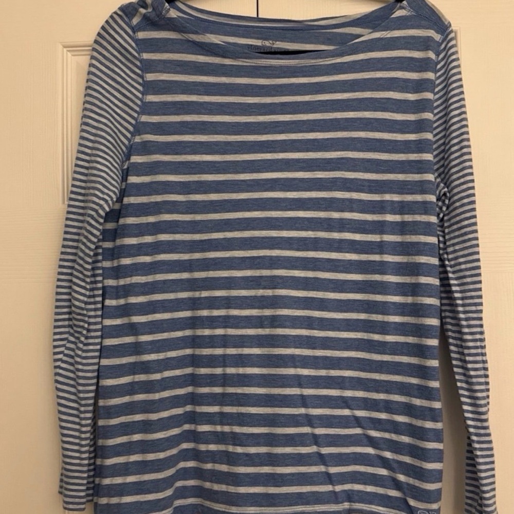 Vineyard Vines Blue and Cream Striped Shirt
